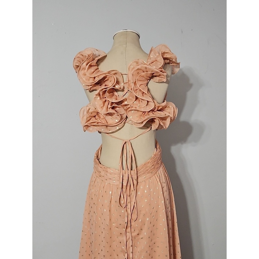 Vici Peach Polka Dot Ruffled Maxi Dress